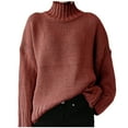 thumbnail image 1 of Olyvenn Womens Plus Size Carble Knit Sweater Stand Collar Mock Neck Fall Tops Casual Boyfriend Style Lightweight Pullover 2023 Wide Lantern Long Sleeve Blouse Classic Solid Color Tees Red 14, 1 of 6