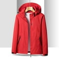 thumbnail image 1 of Olyvenn Womens Plus Size Casual Outwear Jackets Women's Outdoor Solid Color Single Layer Sprint Coat Zipper Loose Casual Hooded Coat Red 14, 1 of 5
