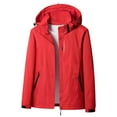 thumbnail image 1 of Olyvenn Womens Plus Size Casual Outwear Jackets Women's Outdoor Solid Color Single Layer Sprint Coat Zipper Loose Casual Hooded Coat Red 6, 1 of 5