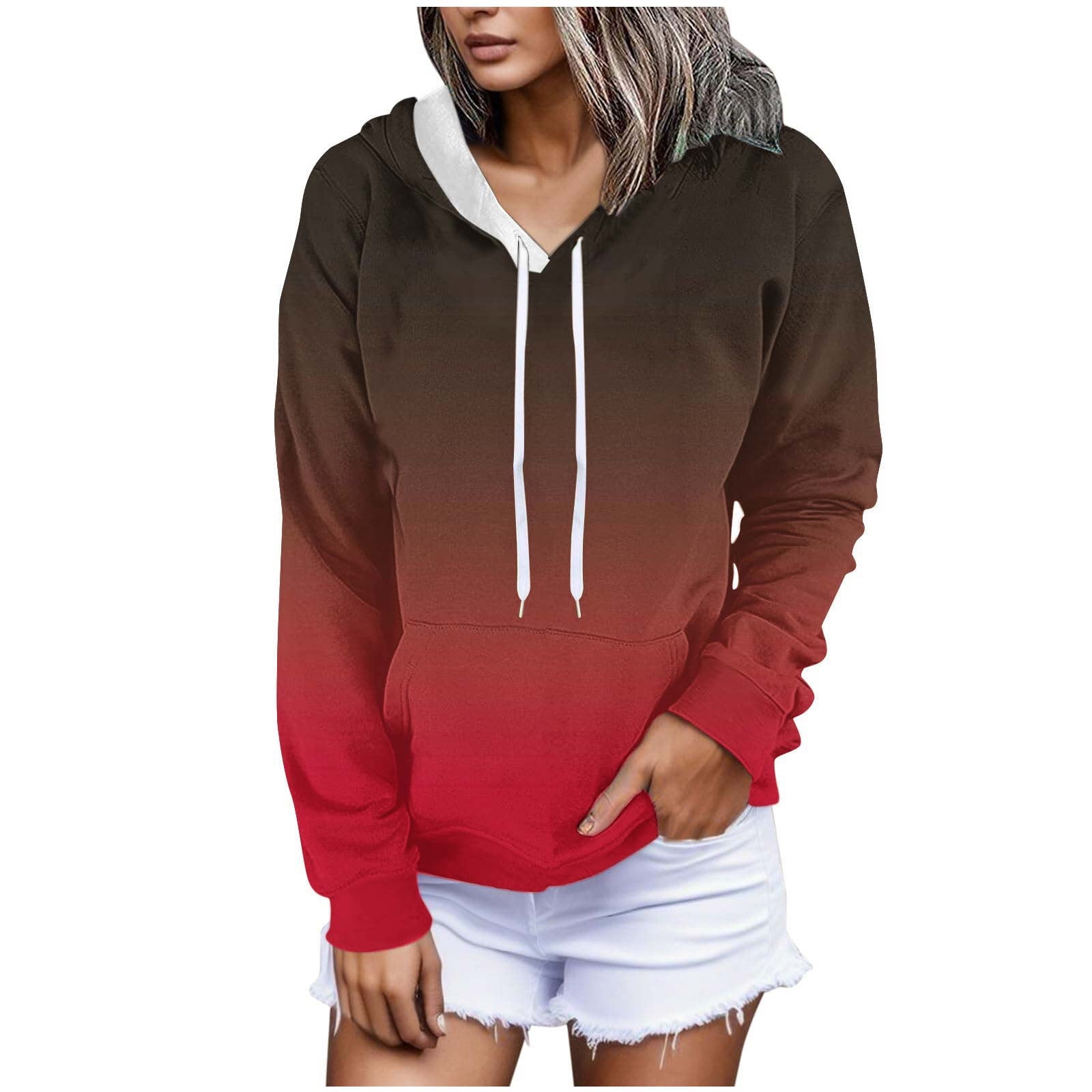 Olyvenn Womens Plus Drawstring Hoodie