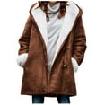 thumbnail image 1 of Olyvenn Womens Plus Size Winter Coats Warm Sherpa Fleece Lined Jackets Hooded Parka Faux Suede Pea Coat Outerwear 2025 Coffee XXXL, 1 of 7