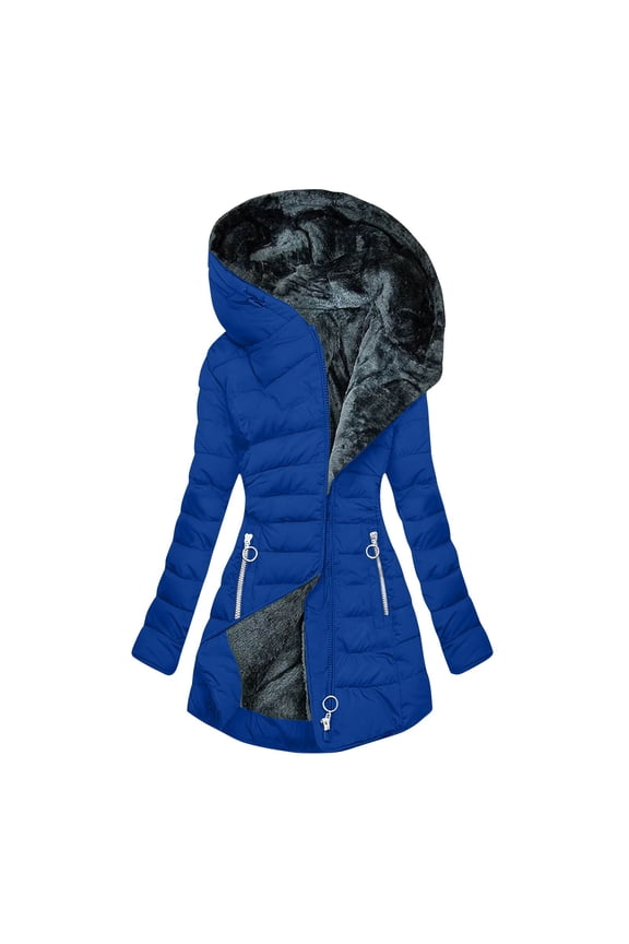 Womens Puffer Down Jacket 2025 Warm Winter Coats Jackets Hooded Thicken Parkas Plus Size Trendy Clothing With Hood Blue XXL