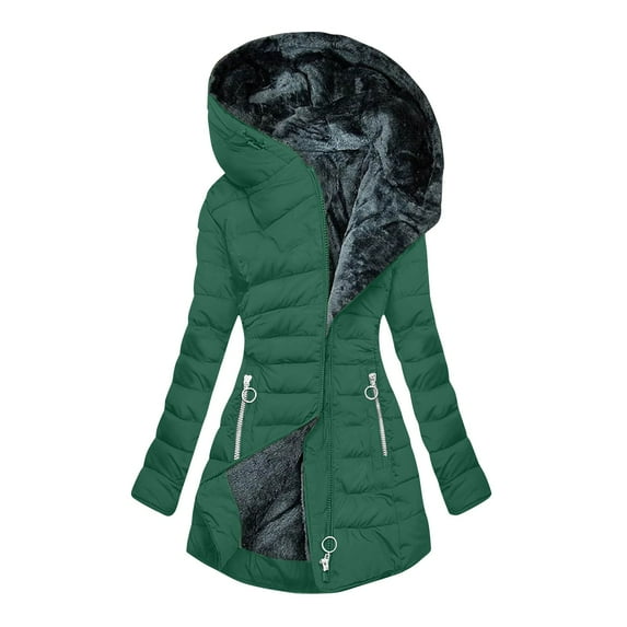 Olyvenn Womens Puffer Down Jacket 2025 Warm Winter Coats Jackets Hooded Thicken Parkas Plus Size Trendy Clothing With Hood Green XXXXL