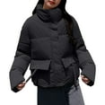 thumbnail image 1 of Olyvenn Womens Puffer Jacket Lightweight Full Zip Stand Collar Down Coats Winter Warm Quilted Jackets Puffy Bubble Outerwear Black XL, 1 of 3