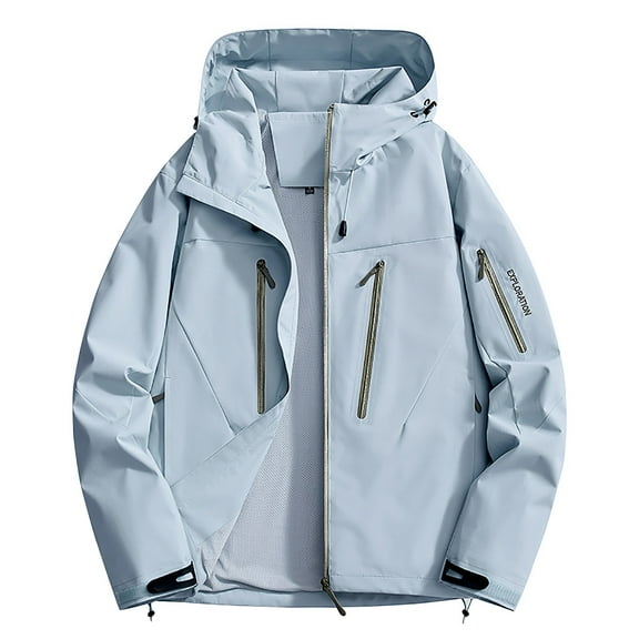 Olyvenn Womens Rain Jacket Lightweight Windbreaker With Hood Zip Up Waterproof Raincoat With Pockets For Outdoor Hiking Sky Blue XXL