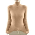 thumbnail image 1 of Olyvenn Womens Ribbed Turtleneck Long Sleeve Pullover Sweaters, Soft Stretch Thermal Lightweight Blouse, Basic Ribbed Tees Gold 8-10, 1 of 4