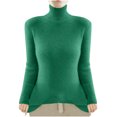 thumbnail image 1 of Olyvenn Womens Ribbed Turtleneck Long Sleeve Pullover Sweaters, Soft Stretch Thermal Lightweight Blouse, Basic Ribbed Tees Green 16-180, 1 of 4