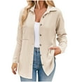 thumbnail image 1 of Olyvenn Womens Shacket Casual Button Down Shirts Loose Boyfriend Shirt Jackets Tops Jacquard Lightweight Long Sleeve Shirts Fall Tops 2024 Fashion Khaki 8, 1 of 8
