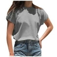 thumbnail image 1 of Olyvenn Womens Summer Cap Sleeve T-Shirts Casual Loose Fit Tunic Tops 2025 Trendy Y2K Tees Crew Neck Tee Shirts Gray L, 1 of 7
