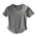 thumbnail image 1 of Olyvenn Womens Summer Crop Tops Y2k Baby Tees 2025 Trendy Cute Short Sleeve Slim Fit Ribbed Crew Neck T Shirt Gray L, 1 of 6