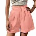 thumbnail image 1 of Olyvenn Womens Summer Fashion High Waist Shorts Roll Up Pleated Zippered Wrap Hem Wide Leg Shorts with Pockets Pink XL, 1 of 7