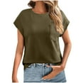 thumbnail image 1 of Olyvenn Womens Summer Tops 2025 Short Sleeve Ribbed T-Shirts Business Blouse Oversized Soft Casual Spring Outfits Army Green XL, 1 of 6