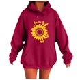 thumbnail image 1 of Olyvenn Womens Sunflower Sweatshirts Graphic Hoodie for Women Sunflower and Butterfly Shirt Long Sleeve Pullover Tops Red M, 1 of 4