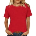 thumbnail image 1 of Olyvenn Womens T Shirts Lightweight Casual Short Sleeve Crewneck Tunic Blouse Solid Color Basic Tees Loose Pullover Tops Red XXXL, 1 of 6