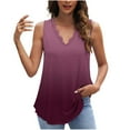 thumbnail image 1 of Olyvenn Womens Tank Tops Elegant Lace V-Neck Sleeveless Curved Hem Vests Fashion Gradant Color Loose Tunic Top T-Shirts Pink XXL, 1 of 7