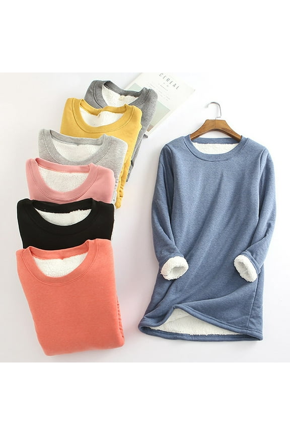 Womens Tops Casual Plus Size Loose Women Thick Fleece Sweatshirt Winter Velvet Warm O-neck Underwear Top For Women 2022