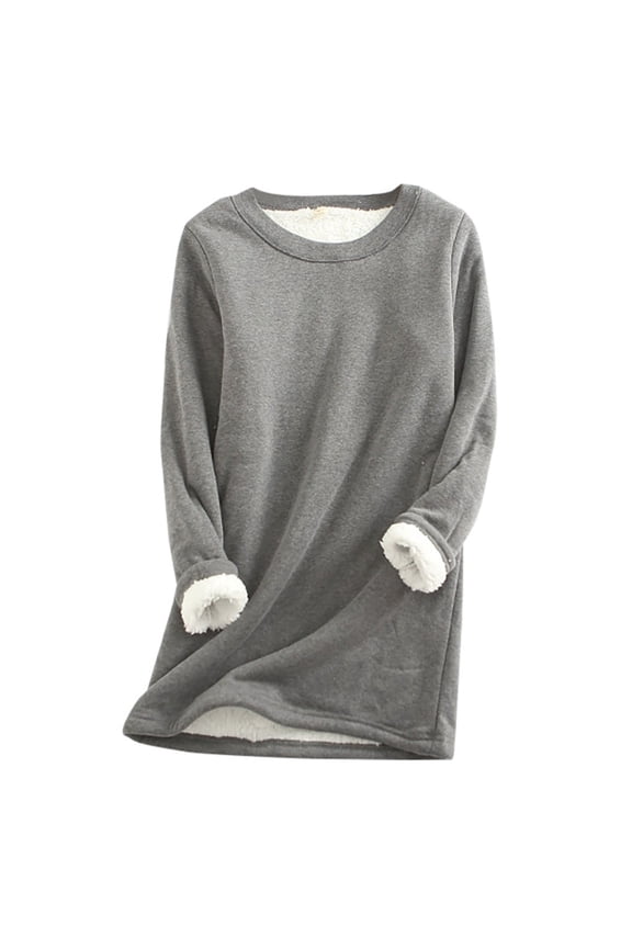 Womens Tops Casual Plus Size Loose Women Thick Fleece Sweatshirt Winter Velvet Warm O-neck Underwear Top For Women 2022