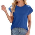 thumbnail image 1 of Olyvenn Womens Tops Oversized Business Casual Shirts Loose Fit Short Sleeve Tshirts Summer Clothes Fashion Trendy Outfit Blue XXL, 1 of 8
