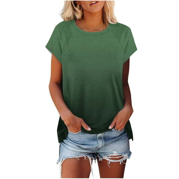 Olyvenn Womens Tops Summer Basic T Shirts Business Casual Loose Fit Cap Sleeve Tee Cute Clothes Trendy Fashion Outfits Green M