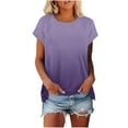 thumbnail image 1 of Olyvenn Womens Tops Summer Basic T Shirts Business Casual Loose Fit Cap Sleeve Tee Cute Clothes Trendy Fashion Outfits Purple XXL, 1 of 6