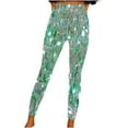 thumbnail image 1 of Olyvenn Womens Trendy Yoga Leggings Glitter Sequin Pants Slim Fit Pants Bling Breathable Athletic Pants Casual Lounge Tights Multicolor 4-6, 1 of 5