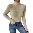 thumbnail image 1 of Olyvenn Womens Turtle-Neck Cropped Knit Sweater Tops Casual Plus Size Loose Women Fashion Soild Pullover Long Sleeve For Women 2022 Beige XL, 1 of 9
