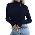 thumbnail image 1 of Olyvenn Womens Turtleneck Sweater Long Sleeve Ribbed Jumper Basic Turtle Neck Casual Fall Fashion Basic Layering Knit Top Navy M, 1 of 5