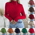 thumbnail image 1 of Olyvenn Womens Turtleneck Sweater Long Sleeve Ribbed Jumper Basic Turtle Neck Casual Fall Fashion Basic Layering Knit Top Navy XL, 1 of 5