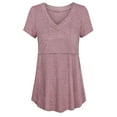 thumbnail image 1 of Olyvenn Womens V Neck Short Sleeve Nursing Tops Maternity Breastfeeding Shirts Comfy Soft Tunics Pregnancy Clothes Pink 10, 1 of 6