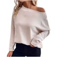 thumbnail image 1 of Olyvenn Womens Waffle Knit Tops 2025 Oversized Long Sleeve Crewneck Shirts Business Casual Blouses Loose Basic Solid Pullover Beige XL, 1 of 8