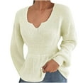 thumbnail image 1 of Olyvenn Womens Waist Knit Sweater Tops Casual Plus Size Loose Women Fashion Soild Pullover Long Sleeve Notch Neck For Women 2022 White S, 1 of 7