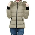 thumbnail image 1 of Olyvenn Womens Warm Winter Puffer Coats 2025 Trendy Hooded Jackets Thicken Down Coat with Hood Fur Lightweight Khaki XXL, 1 of 7