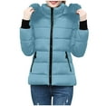 thumbnail image 1 of Olyvenn Womens Warm Winter Puffer Coats 2025 Trendy Hooded Jackets Thicken Down Coat with Hood Fur Lightweight Light Blue XXL, 1 of 7
