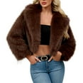thumbnail image 1 of Olyvenn Womens Winter Coats 2025 Trendy Long Sleeve Collared Furry Faux Fur Jackets Open Front Lapel Warm Outwear Coffee XXXL, 1 of 8