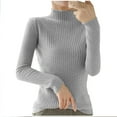thumbnail image 1 of Olyvenn Womens Winter Fashion Basic Long Sleeve Ribbed Knit Tops Turtleneck Sweater Casual Turtle Necks Slim Fitted Outfits Gray M, 1 of 4