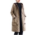thumbnail image 1 of Olyvenn Womens Winter Long Coats Trendy Puffer Jacket Sherpa Fleece Lined down Coat Ladies Long Sleeve Parka Oversized Hood Khaki XXL, 1 of 4