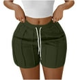 thumbnail image 1 of Olyvenn Womens Workout Shorts Summer High Waisted Drawstring Running Gym Short Solid Casual Exposed Seam Going Out Shorts Army Green XXL, 1 of 3