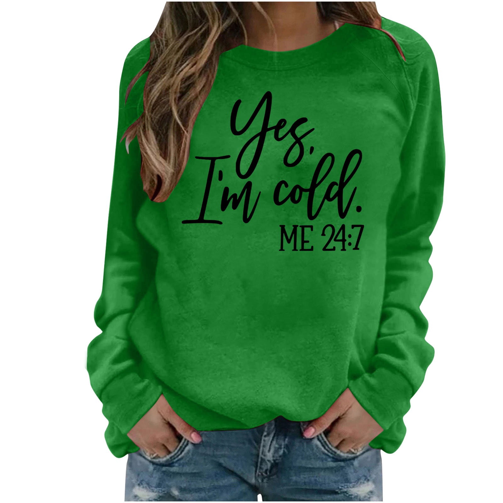 Olyvenn Womens YES, Cold me 247 Womens Fall Fashion Oversized T Shirts