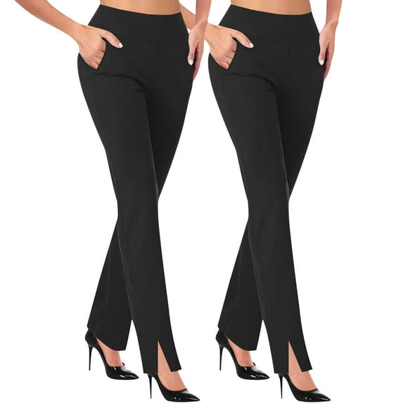 Olyvenn Work Pants for Women 2025 High Waist Stretch Soft Comfy Athletic Workout Yoga Pants Fashion Casual Business Trousers Black XXL