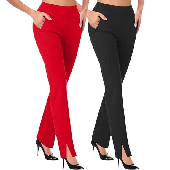 Olyvenn Work Pants for Women 2025 High Waist Stretch Soft Comfy Athletic Workout Yoga Pants Fashion Casual Business Trousers Navy XXL