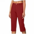 thumbnail image 1 of Olyvenn Work Pants for Women Summer High Waisted Stretchy Capris Dressy Casual Golf Capri Pants Pull On Slacks with Pockets Red XXL, 1 of 5