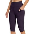 thumbnail image 1 of Olyvenn Yoga Workout Exercise Capris Pants Women's Plus Skinny Slim Fit Female Casual Activewear Women's Knee Length Leggings High Waisted for Summer With Pockets for 2022 Women Tops Purple XL, 1 of 9