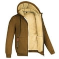 thumbnail image 1 of Olyvenn Young Girls Casual Outwear Jackets Winter Warm Thick Fleece Coat Unisex Long Sleeved Hooded Loose Plush Jacket Brown 8, 1 of 2