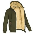 thumbnail image 1 of Olyvenn Young Girls Casual Outwear Jackets Winter Warm Thick Fleece Coat Unisex Long Sleeved Hooded Loose Plush Jacket Green 6, 1 of 2
