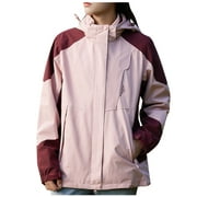Olyvenn Young Girls Casual Outwear Jackets Women Detachable Cap And Windproof Thick Three-in-one Jacket Outdoor Sports Warm Jacket Pink 6