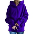 thumbnail image 1 of Olyvenn Zip Up Hoodie Sweatshirts Midi Coat Tops With Pockets Women's Solid Color Solid Color Loose Casual Long Sleeve Female Outerwear Purple XXXXL, 1 of 8