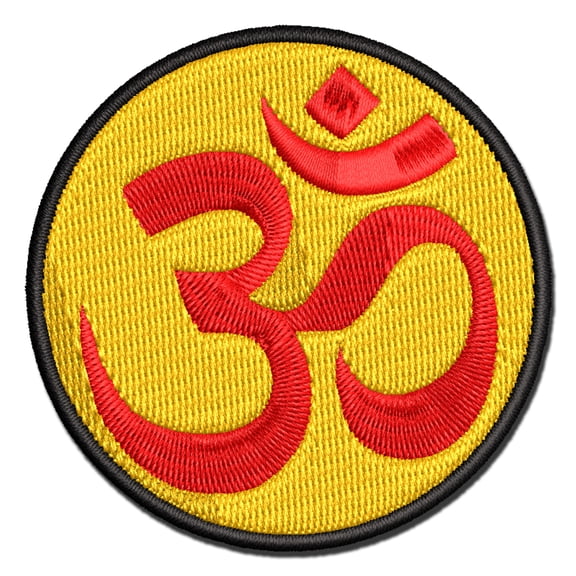 Om Aum Hinduism Buddhism Jainism Yoga Symbol Applique Multi-Color Embroidered Iron-On Patch - 2.5 Inch Small