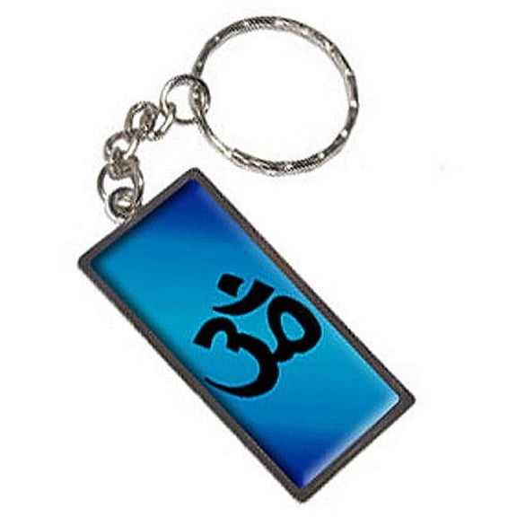 Om Aum Yoga Blue Keychain Key Chain Ring
