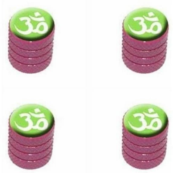 Om Aum Yoga White on Green Tire Rim Wheel Aluminum Valve Stem Caps, Multiple Colors