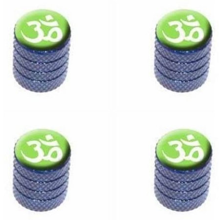 Om Aum Yoga White on Green Tire Rim Wheel Aluminum Valve Stem Caps, Multiple Colors
